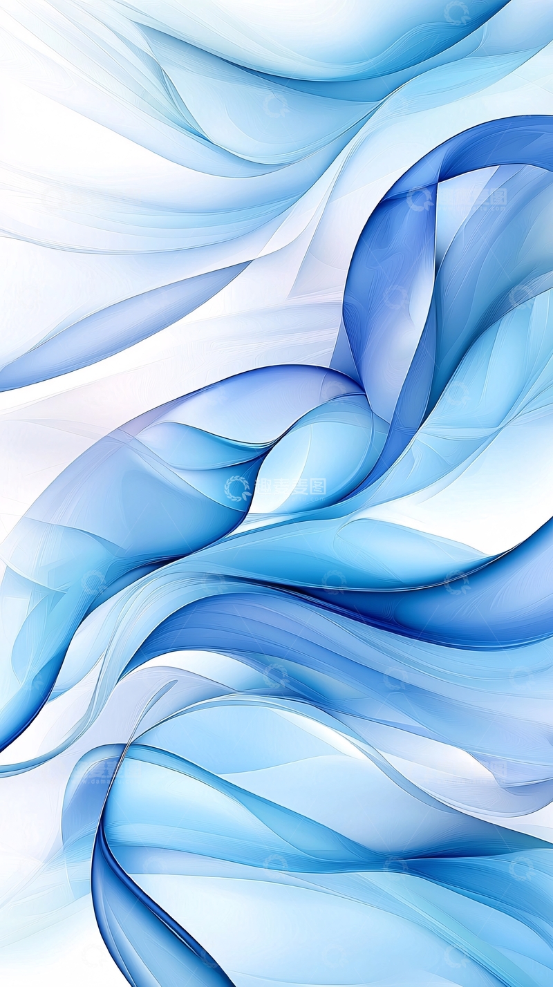 高清大图下载【趣麦麦图】蓝色曲线流动抽象背景
