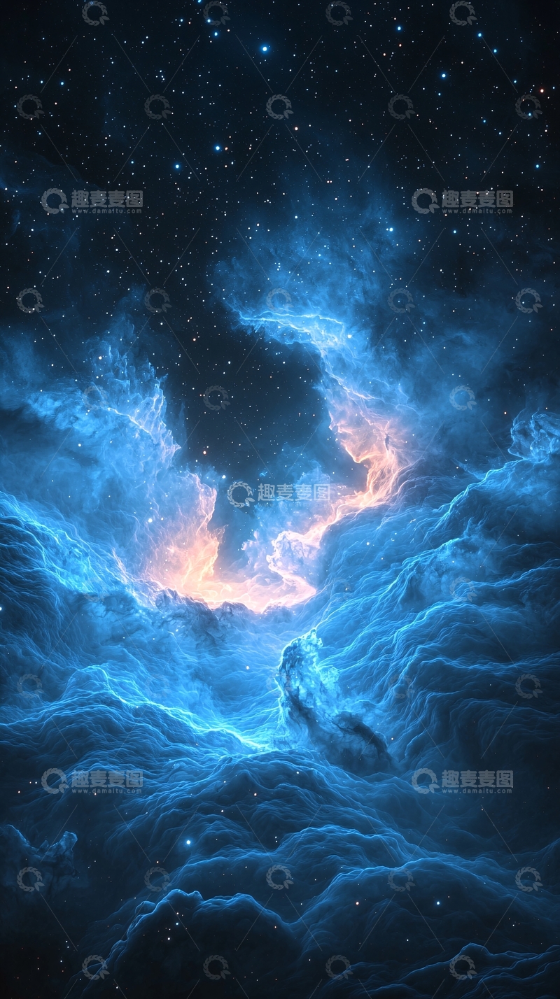 高清大图下载【趣麦麦图】蓝色星云宇宙背景