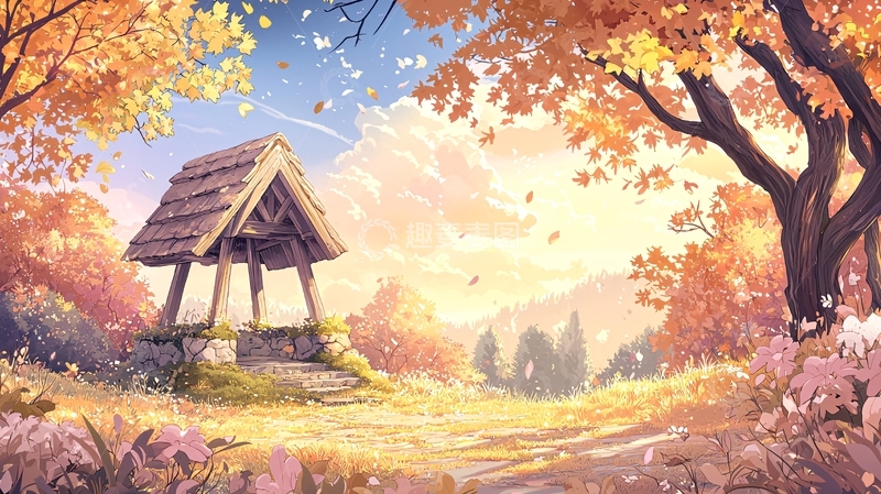 高清大图下载【趣麦麦图】秋日小屋美景