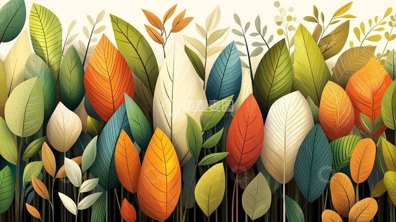 高清大图下载【趣麦麦图】彩色树叶背景