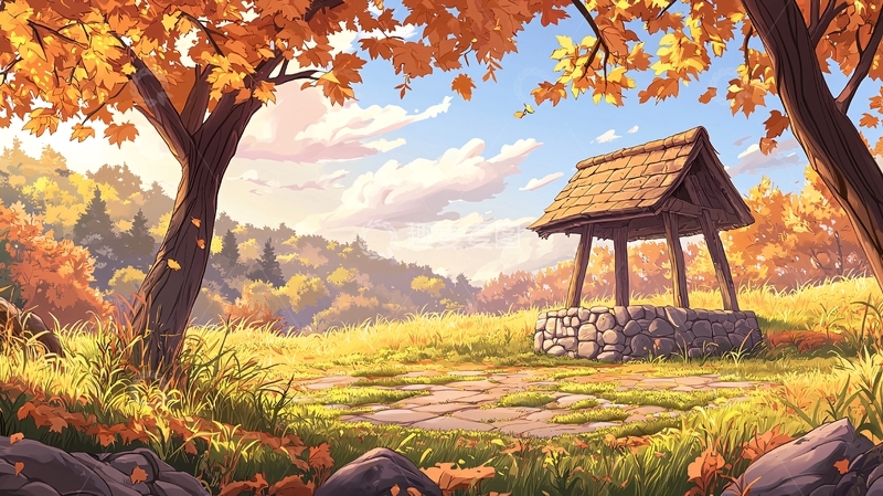 高清大图下载【趣麦麦图】秋日阳光下的水井