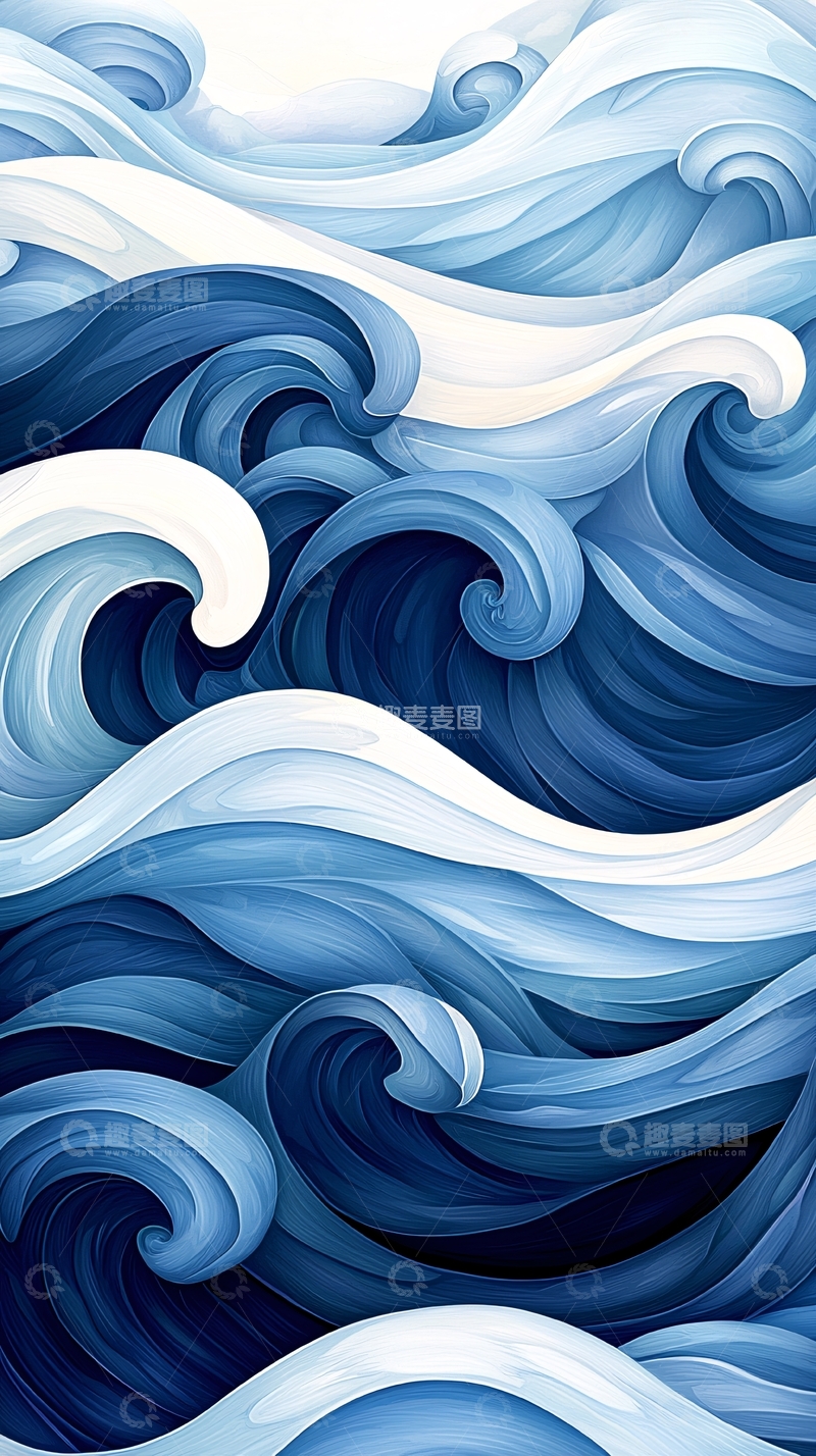 高清大图下载【趣麦麦图】蓝白相间的流动波浪图案