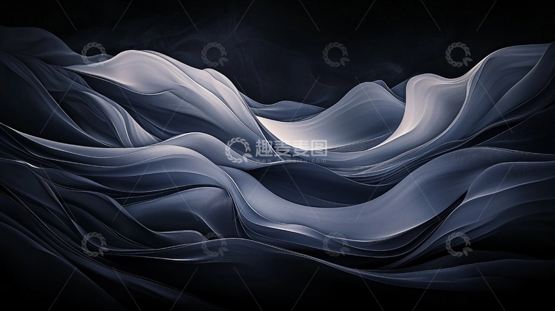 高清大图下载【趣麦麦图】流动的深蓝色绸缎质感