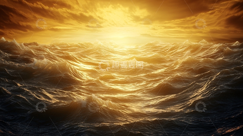 高清大图下载【趣麦麦图】波涛汹涌的金色海面