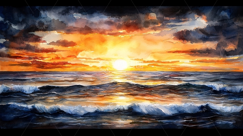 高清大图下载【趣麦麦图】海面日出高清图片