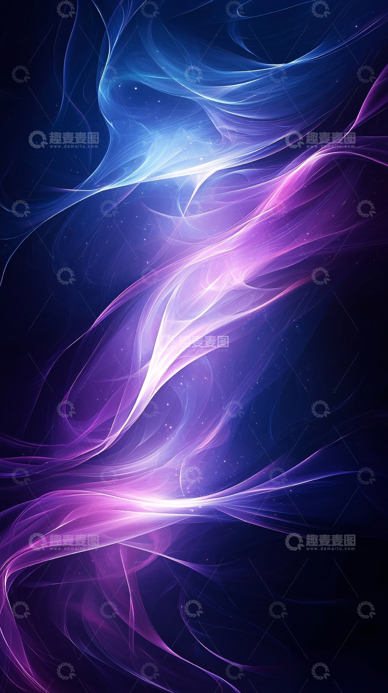 高清大图下载【趣麦麦图】抽象紫色蓝色光线流动