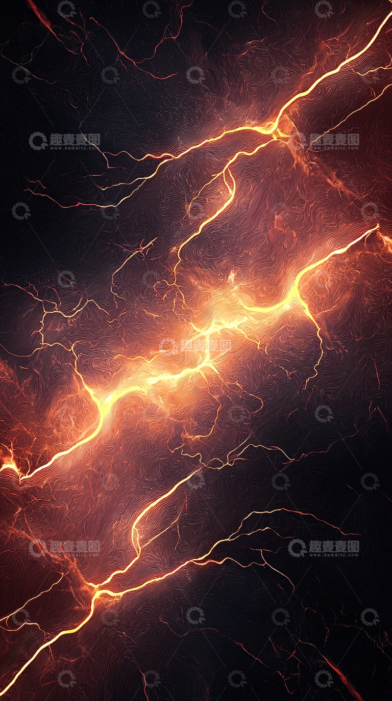 高清大图下载【趣麦麦图】金色闪电划过黑暗