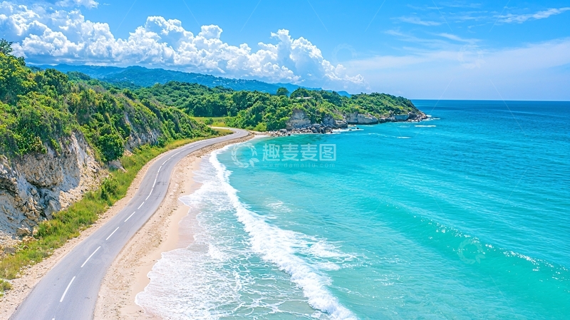 高清大图下载【趣麦麦图】海天一色的海岸线