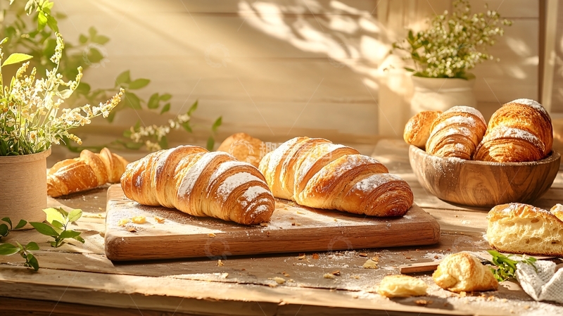 高清大图下载【趣麦麦图】新鲜出炉的羊角面包
