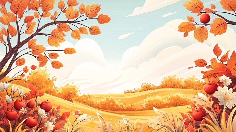 高清大图下载【趣麦麦图】秋日暖阳下的田野风景