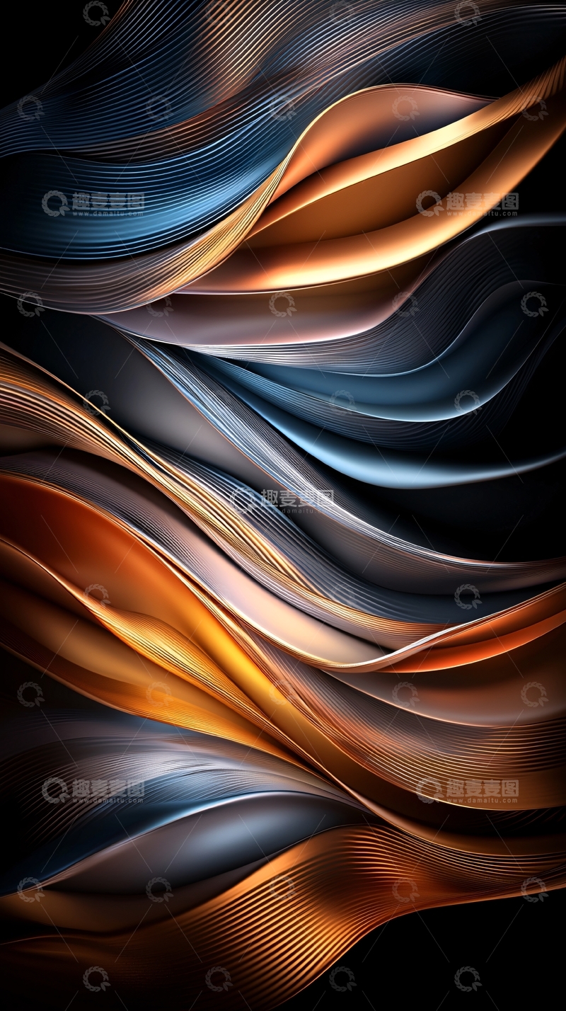 抽象流动金属光泽曲线
