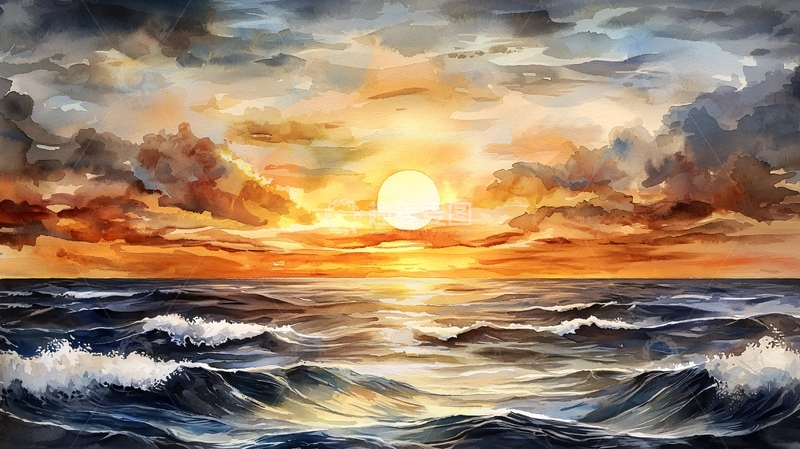 高清大图下载【趣麦麦图】海上日出唯美景象