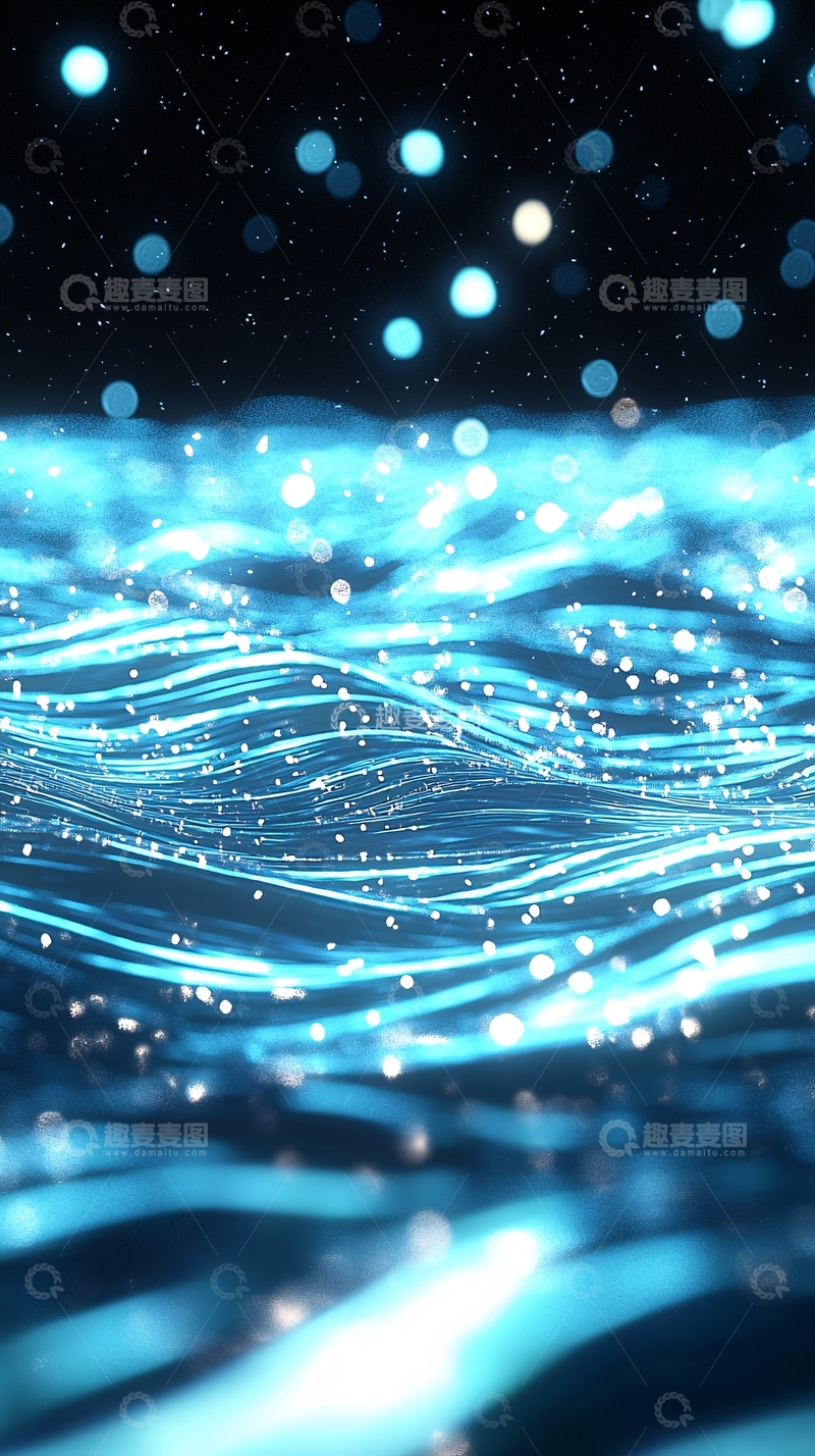 高清大图下载【趣麦麦图】蓝色波光粼粼的夜空