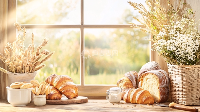 高清大图下载【趣麦麦图】阳光下的面包静物