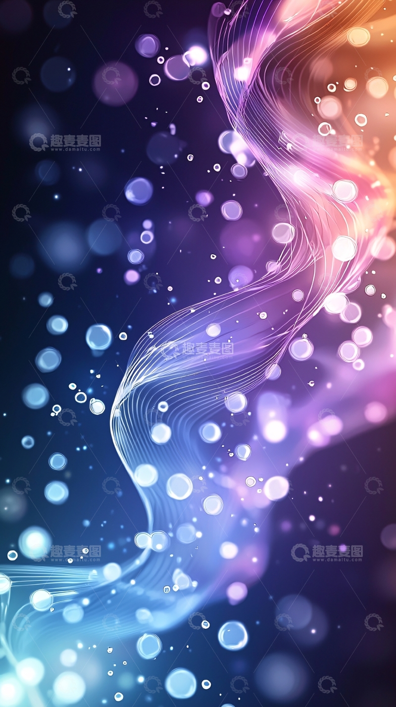高清大图下载【趣麦麦图】绚丽光线与气泡的抽象背景