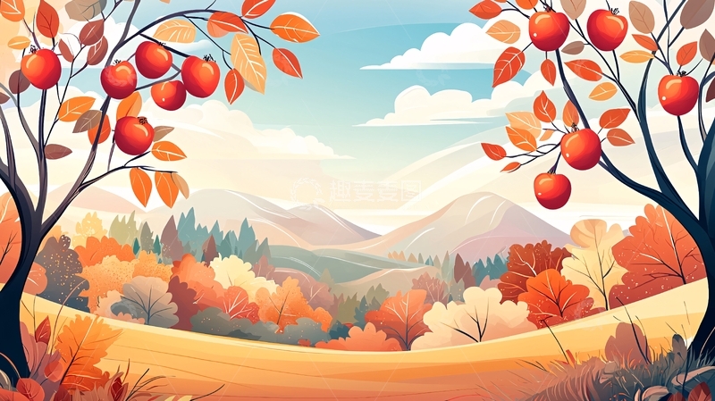 高清大图下载【趣麦麦图】秋天的苹果树风景画