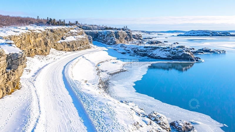 高清大图下载【趣麦麦图】冰雪覆盖的海岸线