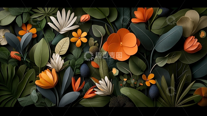 高清大图下载【趣麦麦图】抽象花卉植物背景