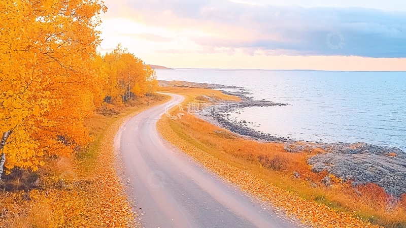 高清大图下载【趣麦麦图】秋季海岸公路风景如画