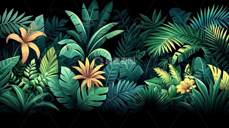高清大图下载【趣麦麦图】茂密热带植物背景
