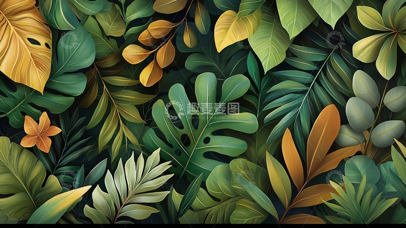 高清大图下载【趣麦麦图】茂盛的热带植物叶子