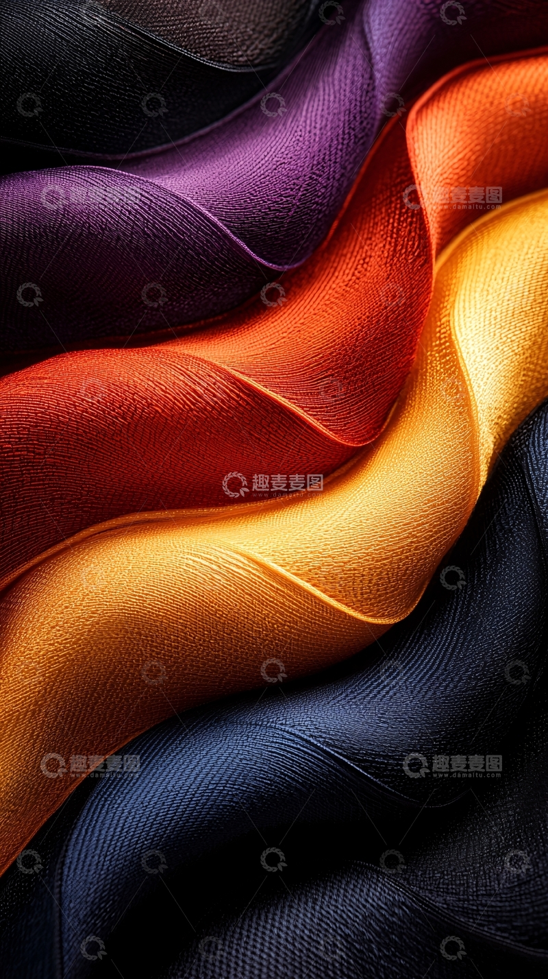 高清大图下载【趣麦麦图】抽象色彩丝绸波浪