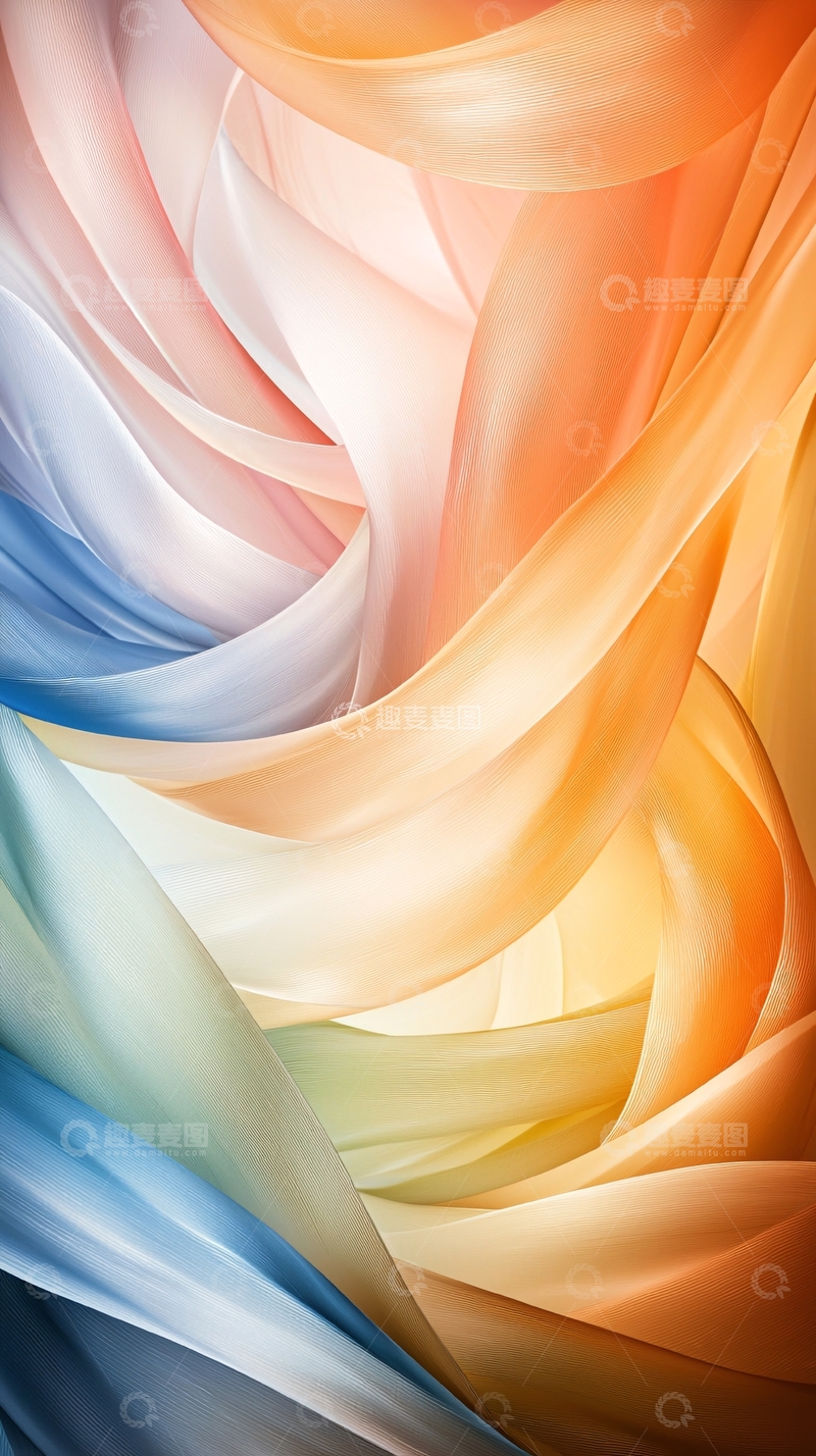 高清大图下载【趣麦麦图】彩色飘逸丝绸纹理