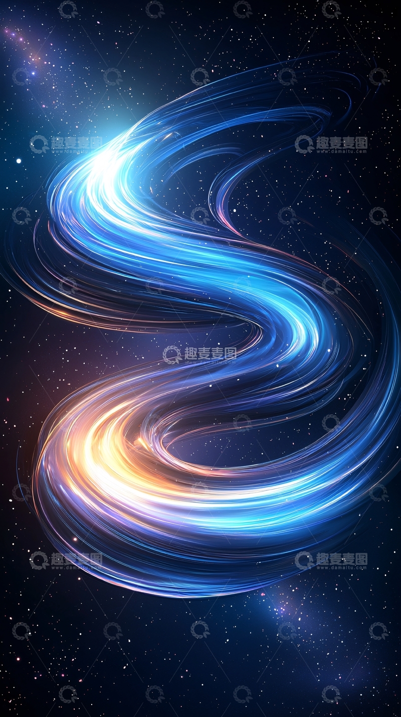 高清大图下载【趣麦麦图】蓝色光线在星空中流动