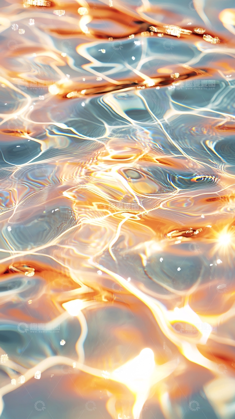 高清大图下载【趣麦麦图】水面波光粼粼的金色光芒
