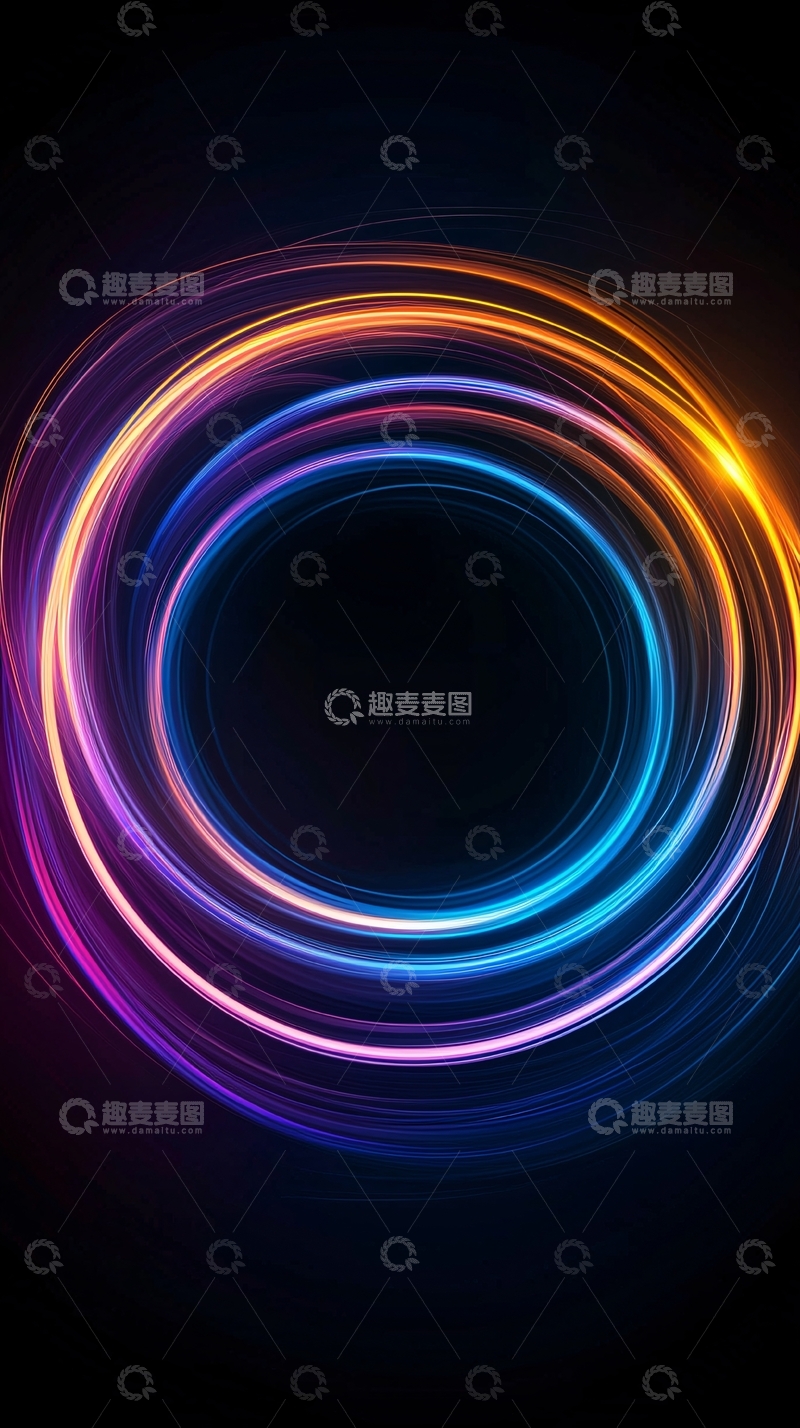 高清大图下载【趣麦麦图】彩色光环围绕黑色