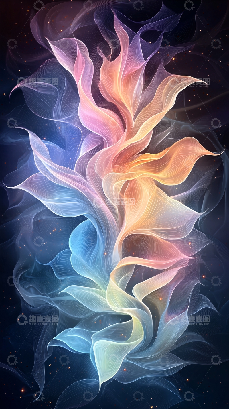 高清大图下载【趣麦麦图】梦幻色彩光晕花朵状图案