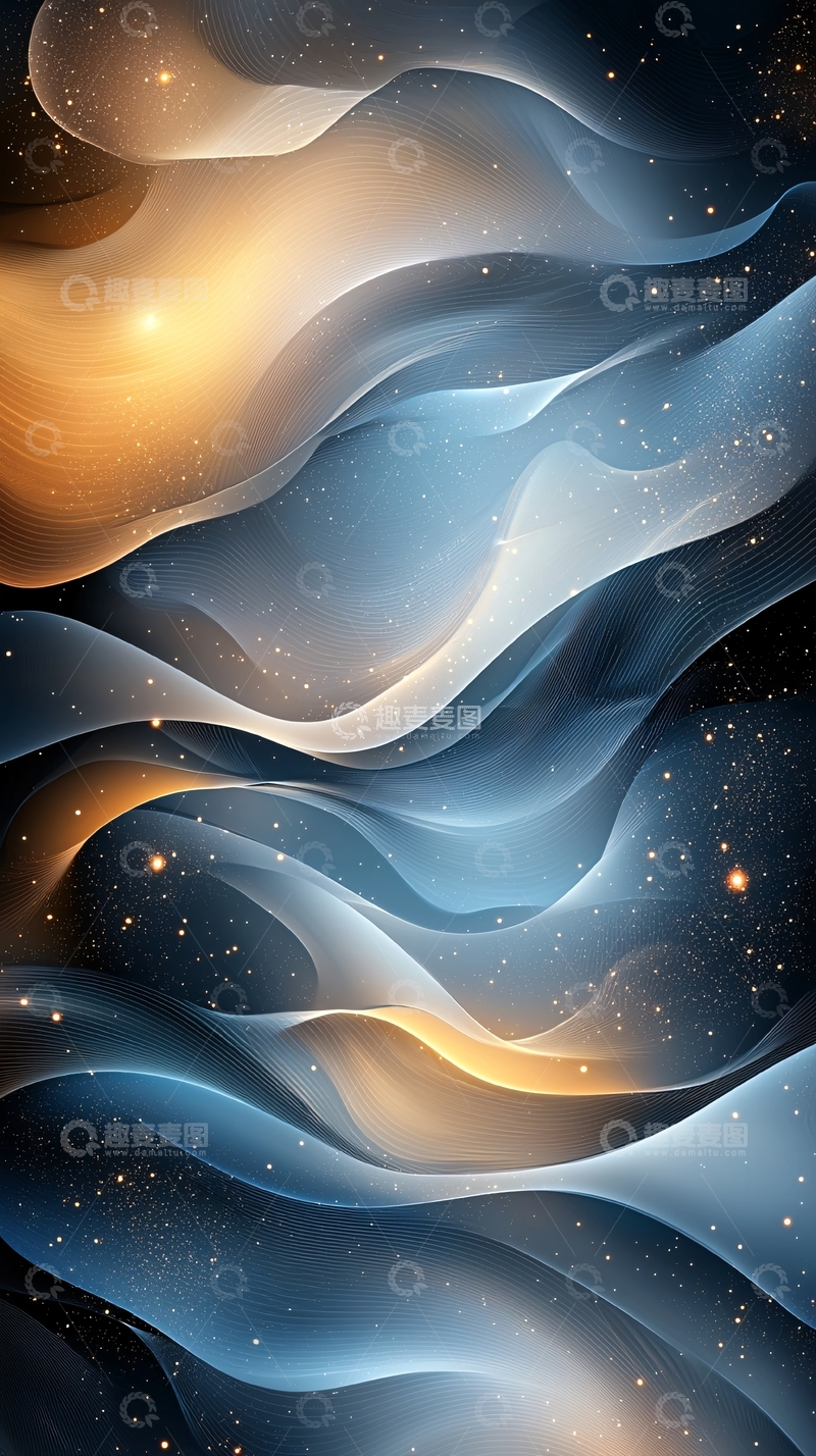 高清大图下载【趣麦麦图】流动曲线星空背景