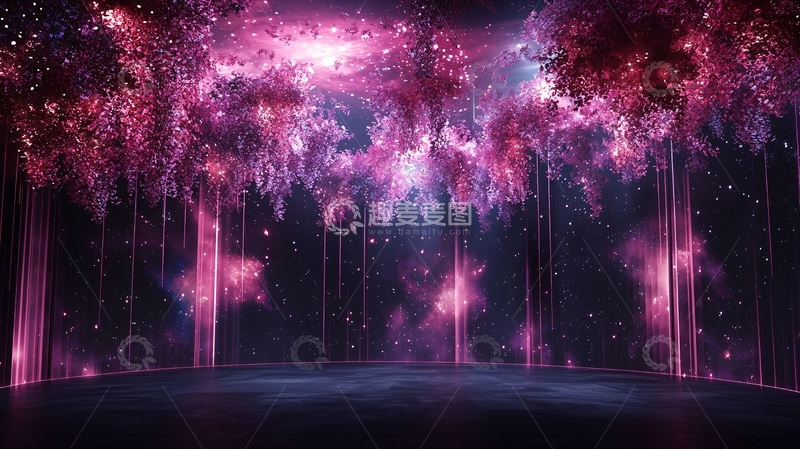 高清大图下载【趣麦麦图】梦幻紫光森林意境