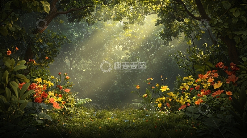 高清大图下载【趣麦麦图】阳光穿透的神秘森林