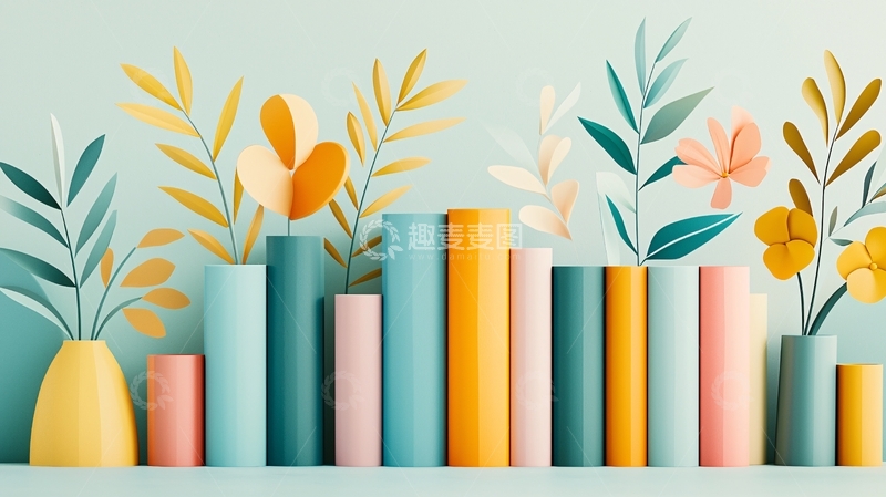 高清大图下载【趣麦麦图】彩色纸艺花卉静物