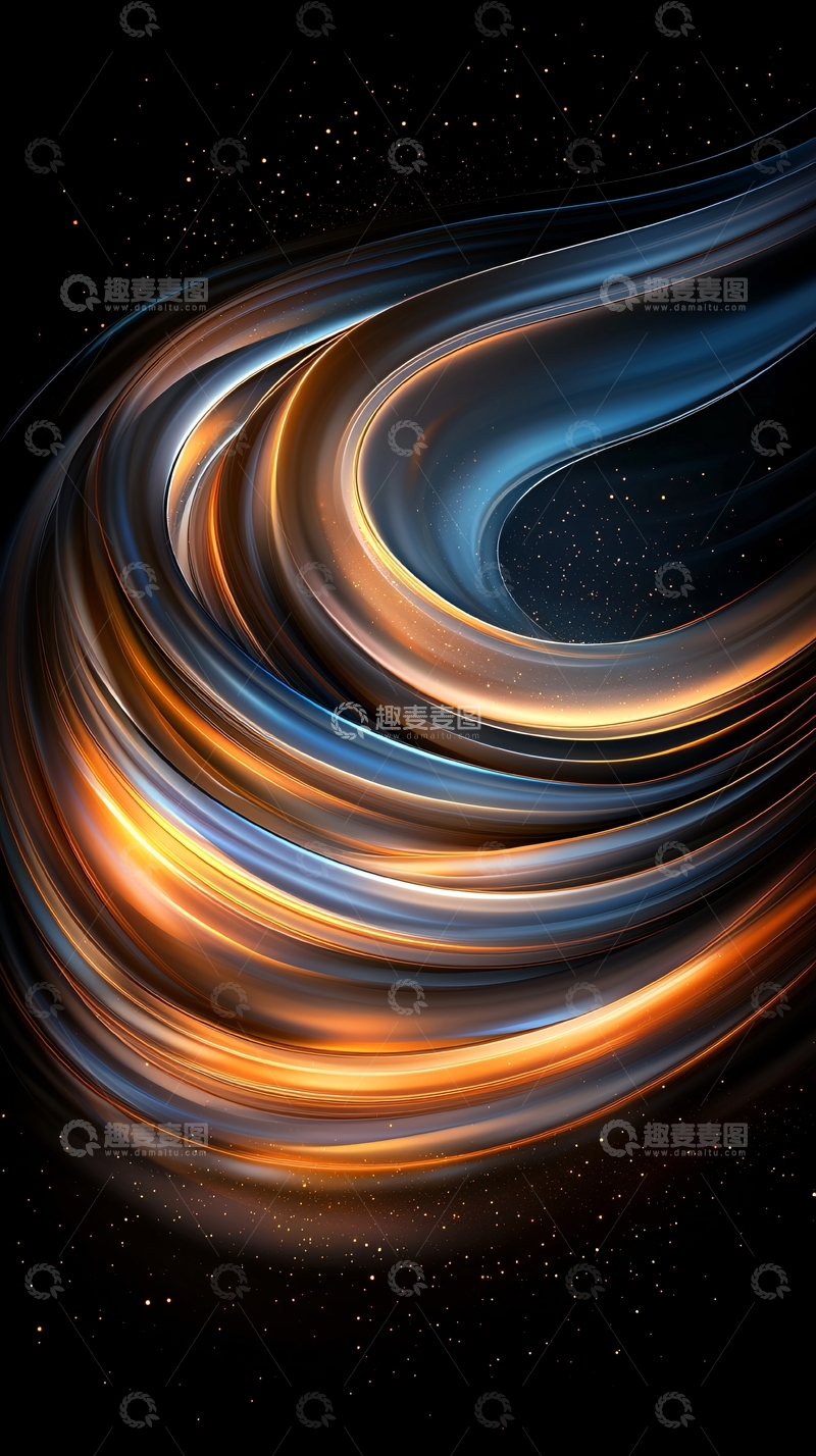 高清大图下载【趣麦麦图】金色蓝色光线流动背景