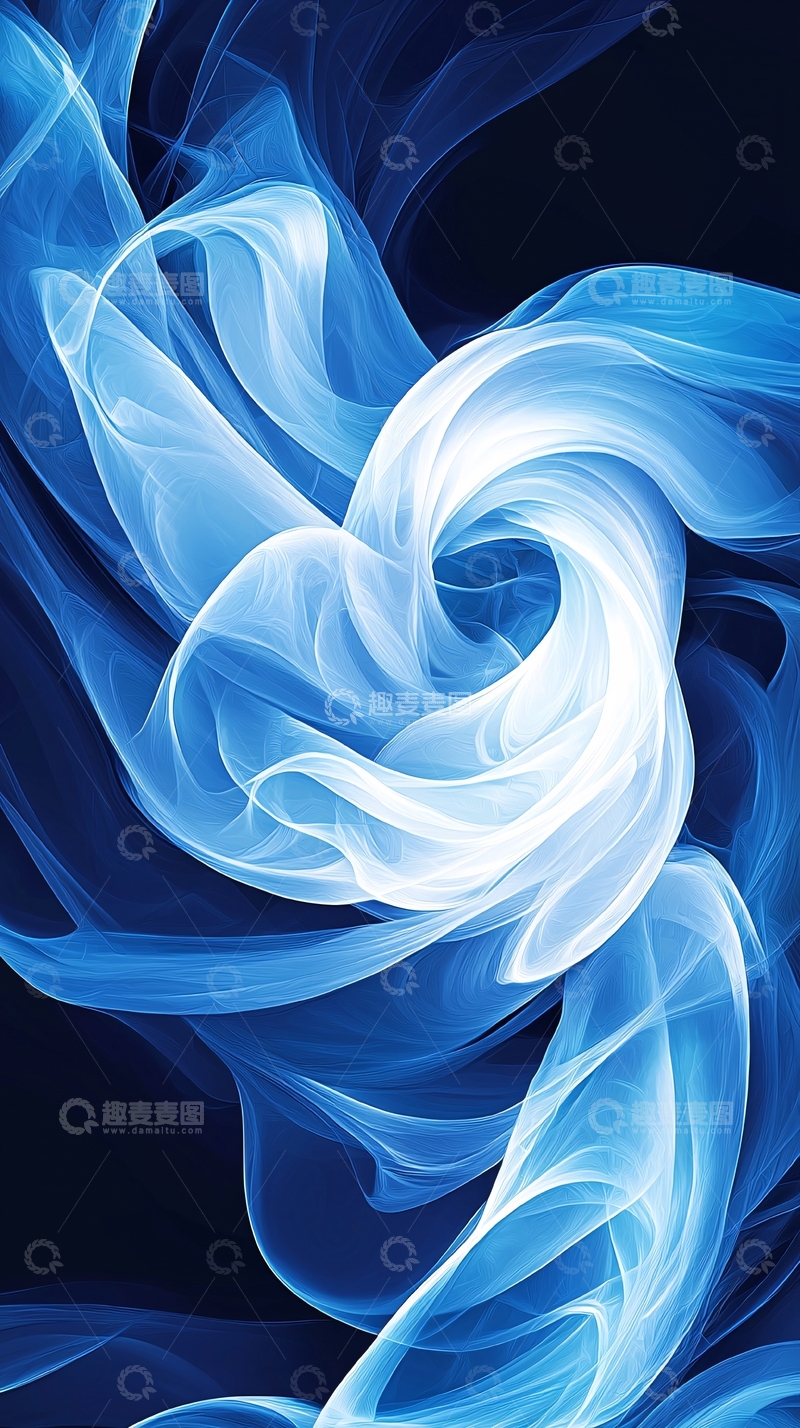 高清大图下载【趣麦麦图】蓝色火焰状漩涡抽象背景