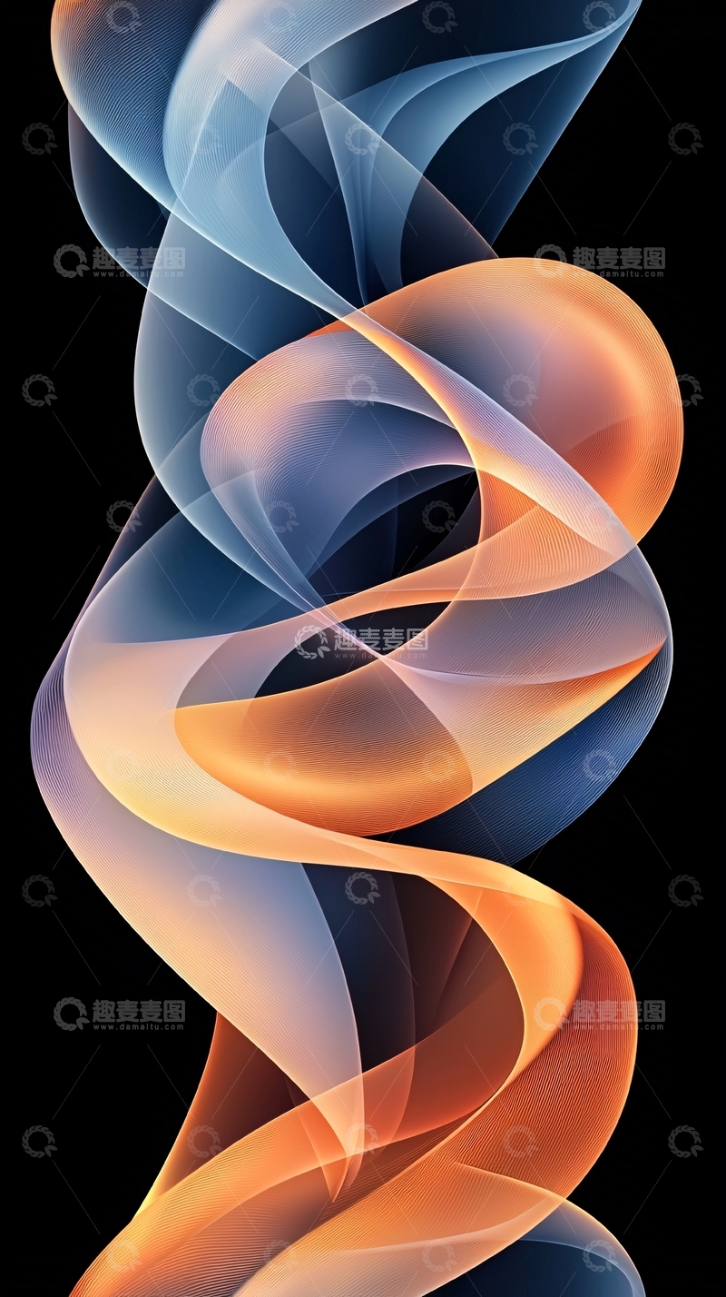 高清大图下载【趣麦麦图】抽象曲线流动渐变背景
