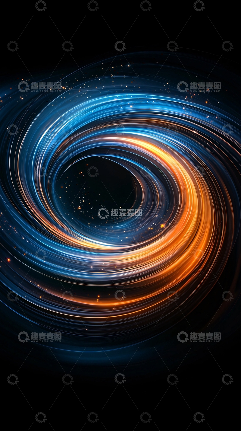 高清大图下载【趣麦麦图】蓝色橙色光晕螺旋线