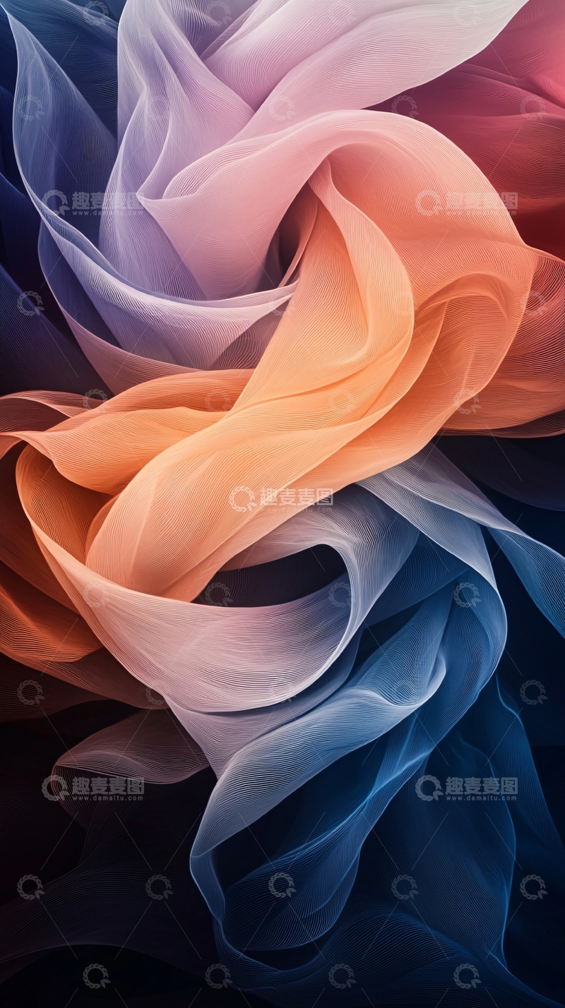 高清大图下载【趣麦麦图】渐变丝绸流动抽象背景