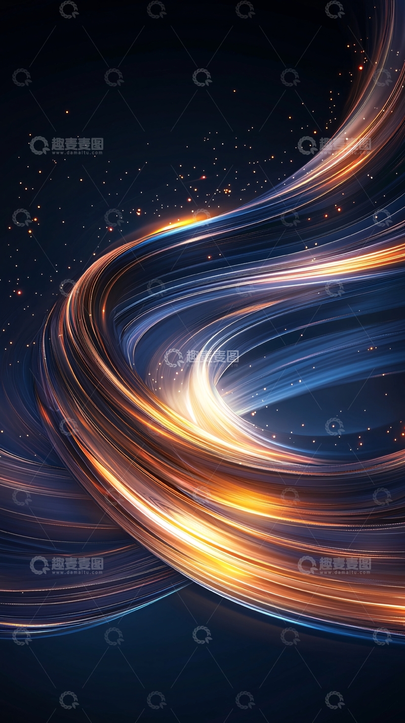 高清大图下载【趣麦麦图】金色蓝色交织光线