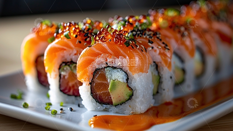 高清大图下载【趣麦麦图】美味的寿司卷特写