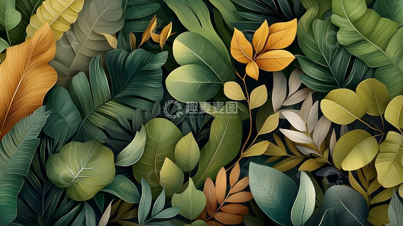 高清大图下载【趣麦麦图】茂密的热带植物叶子