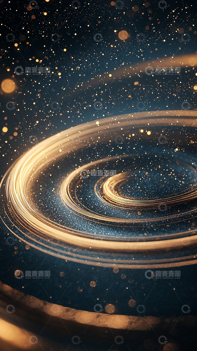 高清大图下载【趣麦麦图】金色光晕漩涡星空