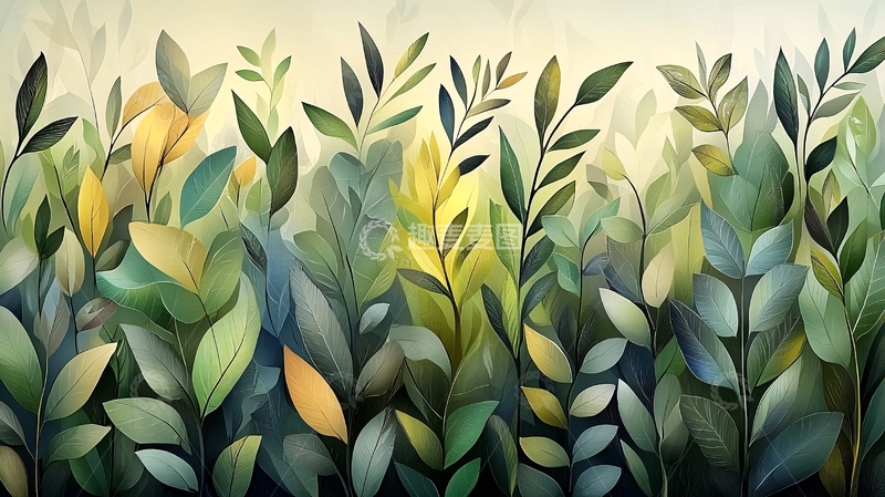 繁茂的叶子油画