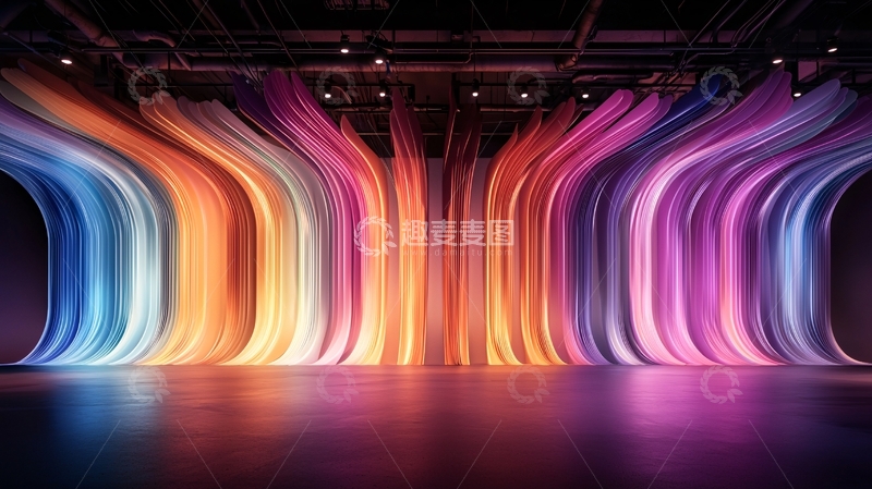 高清大图下载【趣麦麦图】彩色光束汇聚舞台