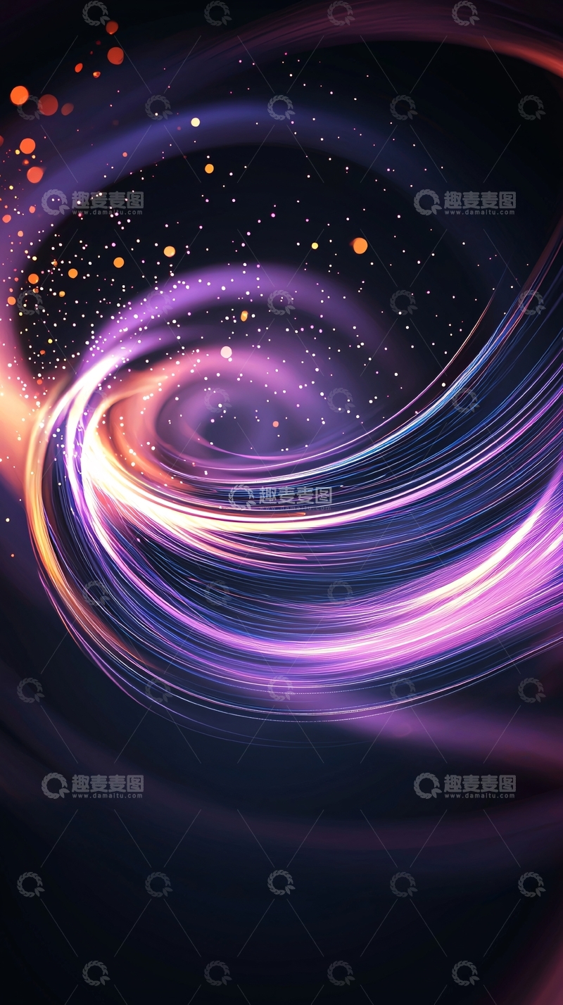 高清大图下载【趣麦麦图】紫色光线汇聚的抽象漩涡
