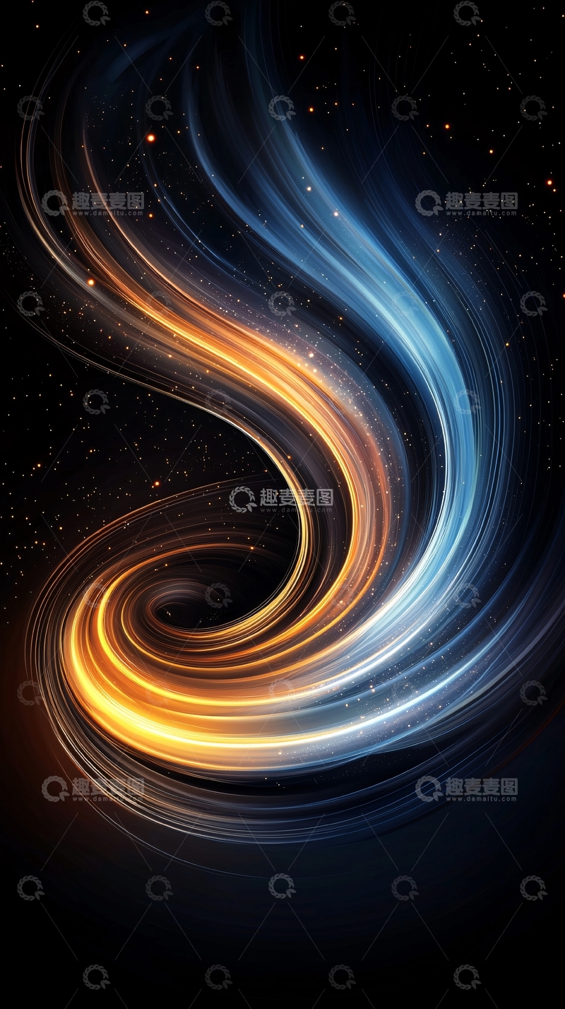 高清大图下载【趣麦麦图】金色蓝色光线交织