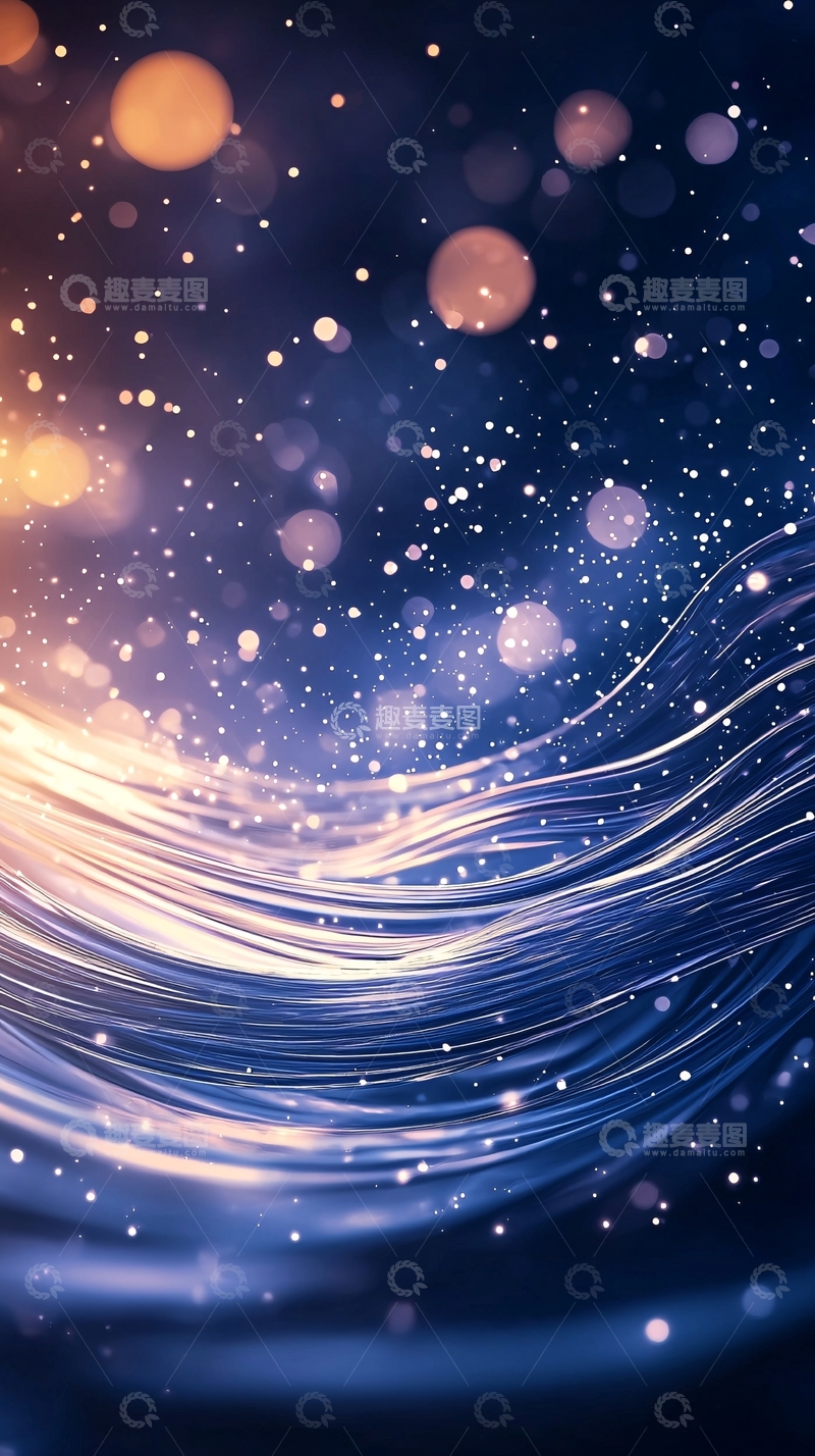 高清大图下载【趣麦麦图】光线波纹与星光点缀的夜空