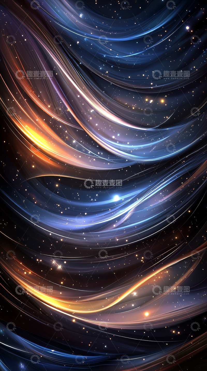 高清大图下载【趣麦麦图】蓝色金色星空梦幻背景